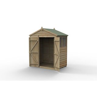Forest 4LIFE Apex Shed 6x4 - Double Door - 2 Windows (Home Delivery)