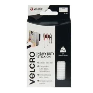 Velcro Heavy Duty Stick On Strips 50mm x 100mm 2no.per Pack (White)